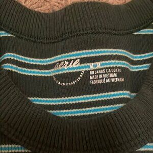 Aerie Teal and White Striped Top